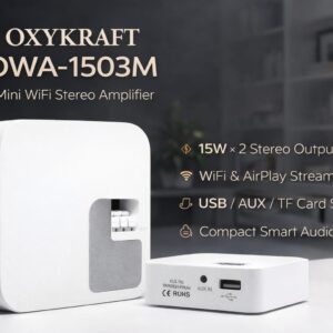oxykraft amplifier wifi amplifier mini amplifier stereo amplifier airplay amplifier smart audio amplifier compact amplifier home audio amplifier commercial audio amplifier usb aux amplifier background music system