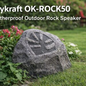 oxykraft ok rock50 landscape rock speaker outdoor compact garden rock speaker natural stone design outdoor weatherproof rock speaker india setup oxykraft speaker stone finish close up landscape speaker small garden installation rock speaker patio outdoor audio system